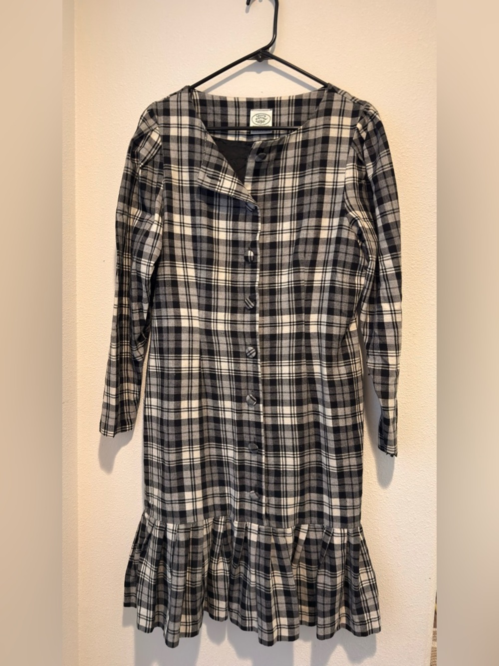 Laura Ashley Black and White Plaid Button-Front dress